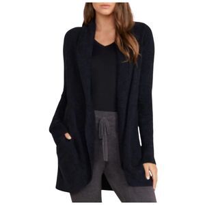 BAREFOOT DREAMS CozyChic Lite® Circle Cardigan Sweater Size Medium Black # 423